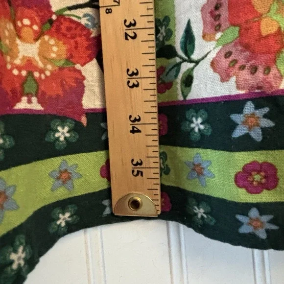 Rachel Zoe Linen Blend Maxi Skirt SM Tropical Parrot Print Resort Boho Hippie - Picture 11 of 13